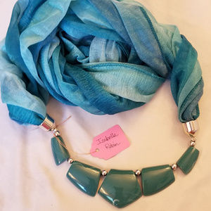 SALE Infinity Scarf Blue White Acrylic Stone